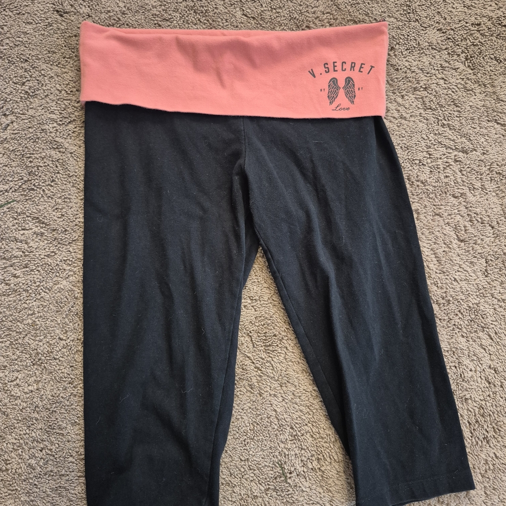 Victoria's Secret Capri Leggings with Black and Coral
